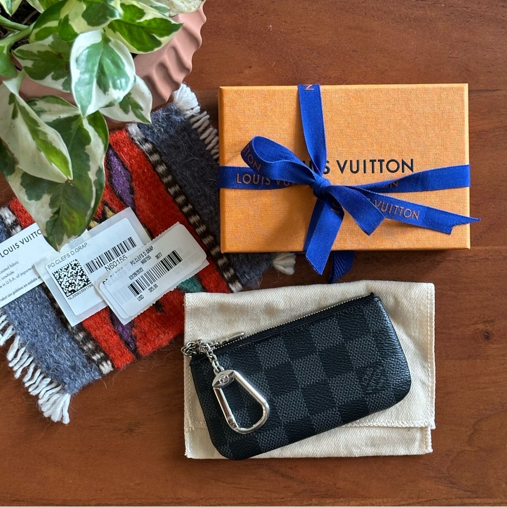 Louis Vuitton Damier Graphite Pochette Cles Wallet Coin Purse Key Pouch N60155 - Picture 15 of 15
